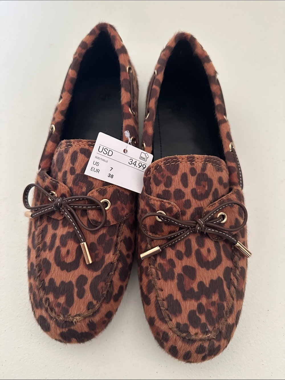 H&M Leopard-Print Driving Moccasins - Brown